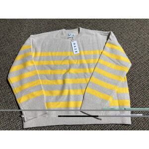 Daze Carlyle Sweater Womens Size S Yellow Cream Stripe Long Sleeve Stretch